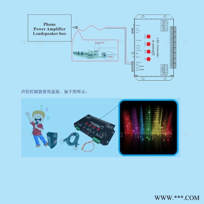 兆千M-8000AD LED音频控制器、LED控制器、DMX512控制器、氛围灯控制器、 LED控制器、LED音乐控制器图8