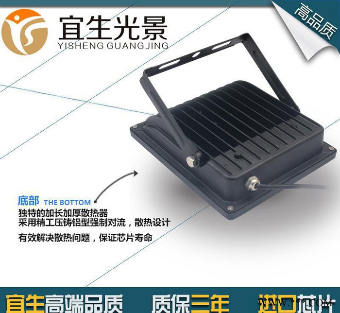 一体化黑色泛光灯 50WLED投光灯 户外景观防水投射灯 照树灯图2
