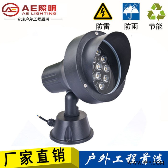 LED投射灯户外圆形聚光灯防水投光灯地灯草坪灯庭院景观地插灯图2