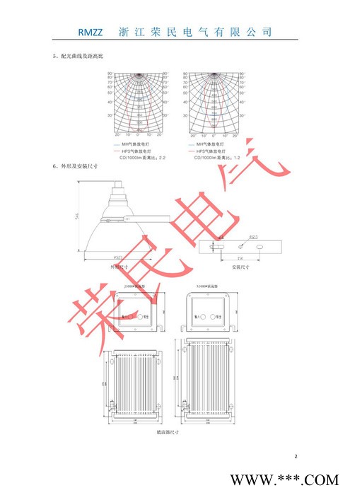 NTC9230防震型投光灯 三防投光灯投光灯 金卤灯  高压钠 荣民电气RMGL550-II NTC9230投光灯防震型图2