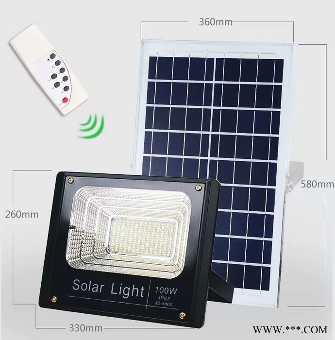 100W新品太阳能灯投光灯户外超亮草坪泛光灯led家用太阳能庭院灯 太阳能泛光灯