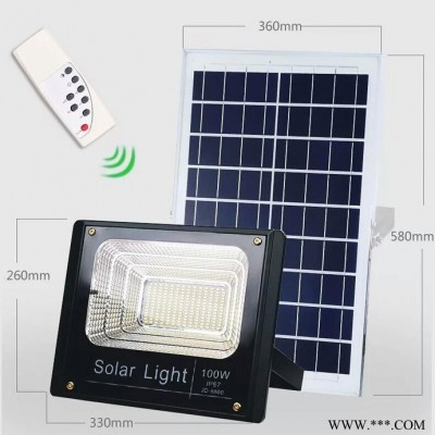 100W新品太阳能灯投光灯户外超亮草坪泛光灯led家用太阳能庭院灯 太阳能泛光灯