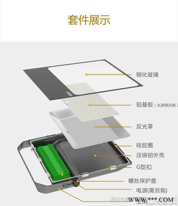 新款 防水泛光灯外壳 150W泛光灯套件  投光灯套件外壳图3