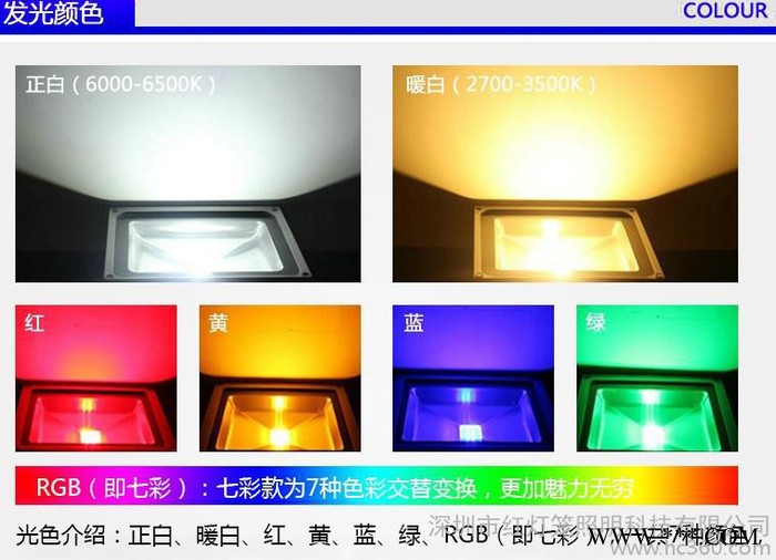 供应红灯笼30W RGB投光灯RGB七彩投光灯图2