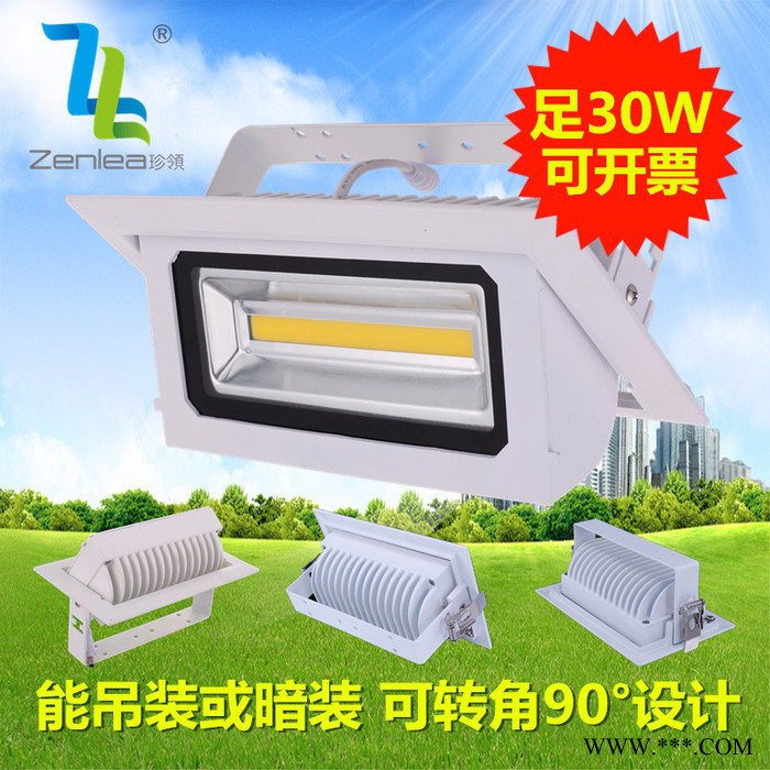 卓领照明ZL-FL1030-A2 LED 投射灯 室内投光灯新款室内可旋转led30W投光灯COB长方条泛光灯LED轨道图1