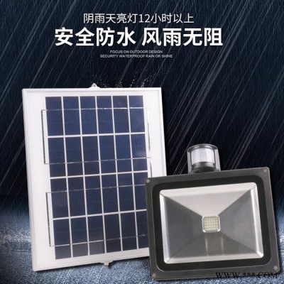 10W太阳能人体感应投光灯 led户外防水太阳能泛光灯 太阳能楼道灯