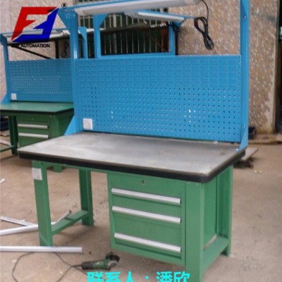 带灯管工作台 带方孔挂板工作台 带门工作台销售