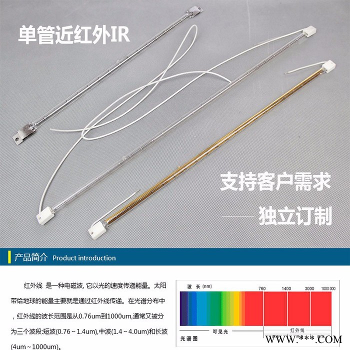 红外线灯近1-5KW 110-415V可订制胶印机配件烘干加热IR灯管5000小时寿命图5