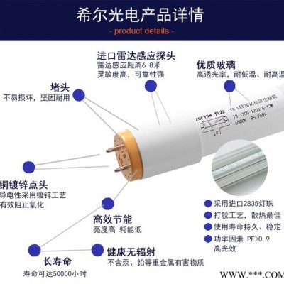 ** 反应灵敏 节能LED微波雷达感应玻璃灯管 高品质