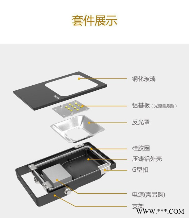 直销10W压铸户外防水LED投光灯超频三泛光灯大功率朗明纳斯图3