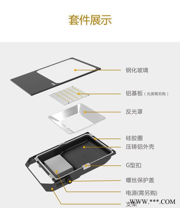 直销50W新款户外LED防水投光灯超频三泛光灯朗明纳斯大功率图2