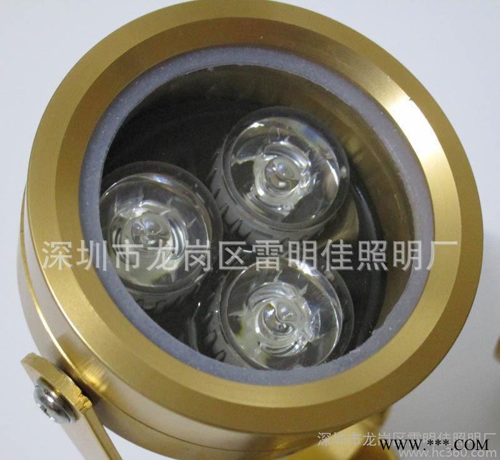 雷明led投光灯黄光绿光红光3W 220V户外防水金色射灯o图3