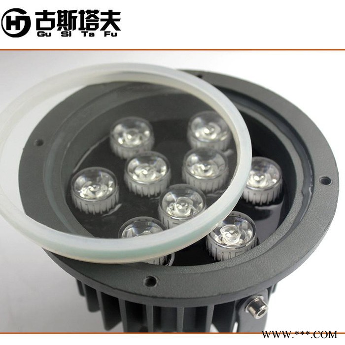 古斯塔夫HJ-TGD-0901LED投光灯LED圆形投射灯3W6W9W12W15W户外防水投光灯工程景观插地照树灯图1