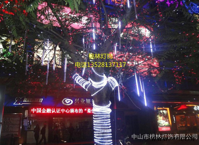 桃林LED流星雨彩灯管LED 树灯发光树挂树灯灯光节日彩灯装饰景观灯流水灯亮化工程灯真双面发光防水 彩虹管图3