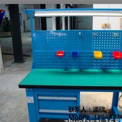 带挂板不锈钢工作台 带抽屉重型工作台 带零件盒灯管作业台