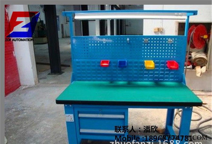带挂板不锈钢工作台 带抽屉重型工作台 带零件盒灯管作业台图2