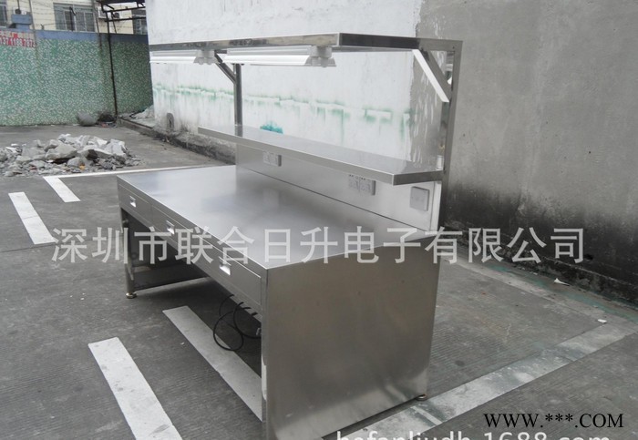 定制不锈钢工作台带抽屉A4看板灯管工作台操作作业台图3