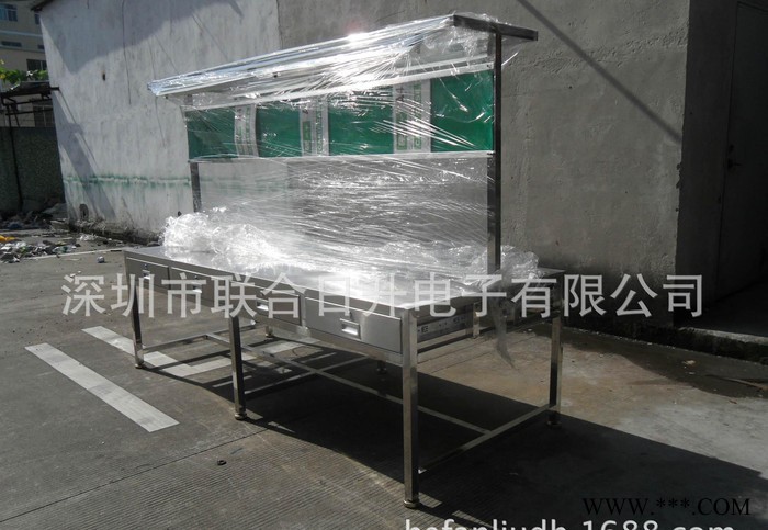 非标定制不锈钢双面操作多抽屉带A4看板带灯管洁净工作台图2