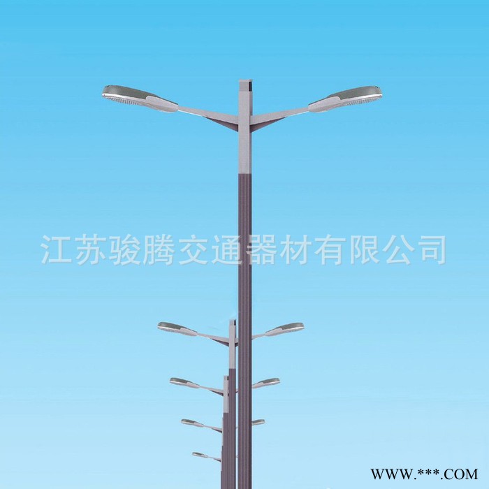 骏腾交通户外路灯厂家定制价格6-14米路灯杆 led高杆自弯臂A字双臂道路灯杆图5
