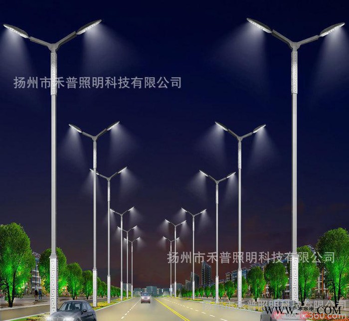 质保15年 杆体热浸镀锌 路灯 led路灯 双臂道路灯12米图1