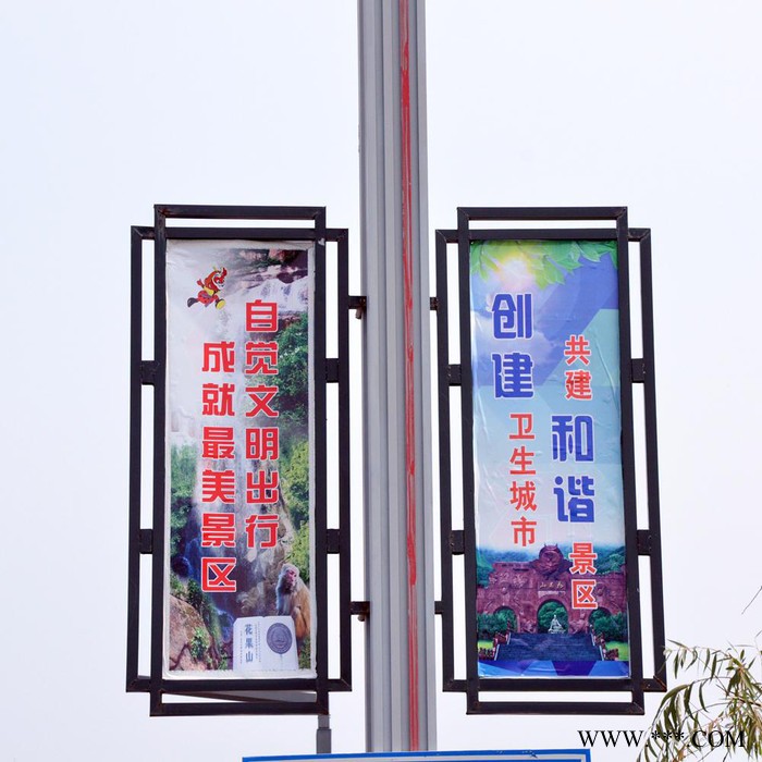 道路灯灯杆灯箱厂家 马路灯杆发光广告灯箱广告牌  双画面灯杆宣传牌定制厂家图3