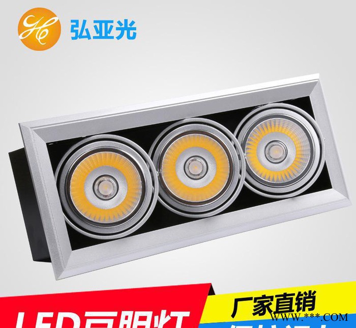 COB银平边三头豆胆灯 三头斗胆灯 格栅灯可旋转 家具卖场专图1