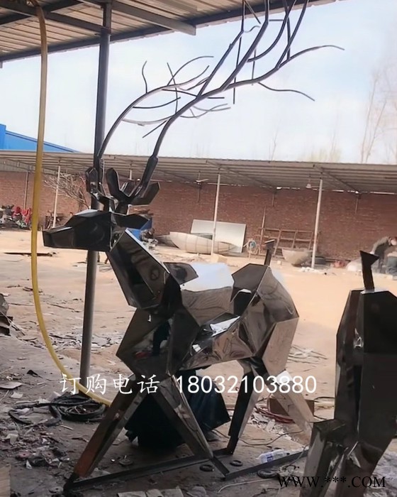 不锈钢发光鹿雕塑 景观灯光鹿雕塑 动物不锈钢雕塑塑图5