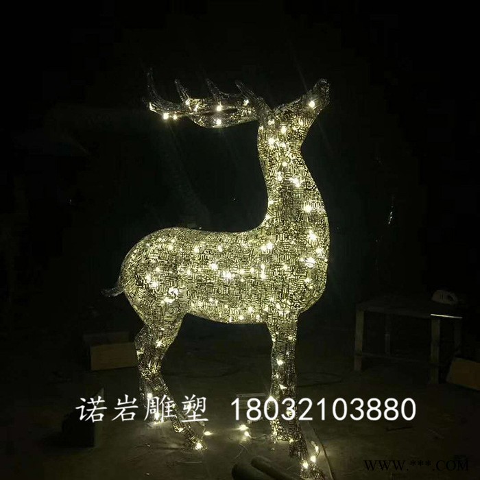 不锈钢发光鹿雕塑 景观灯光鹿雕塑 动物不锈钢雕塑塑图2