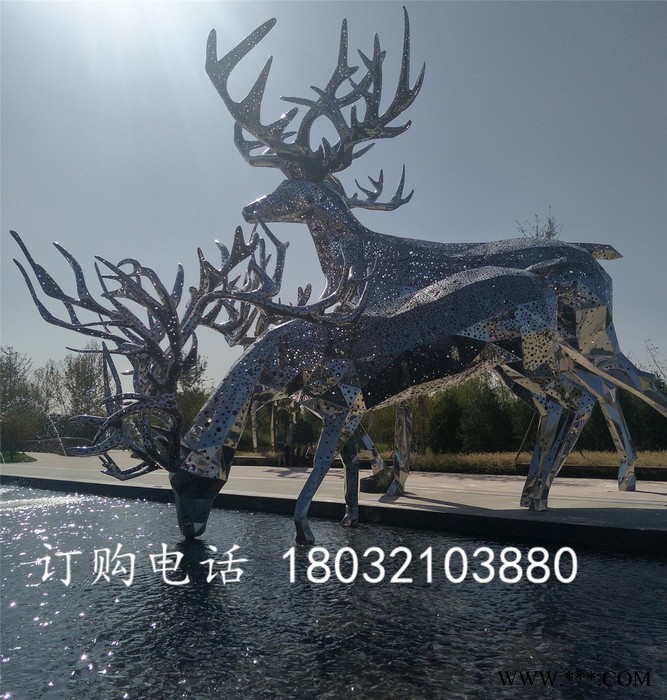不锈钢发光鹿雕塑 景观灯光鹿雕塑 动物不锈钢雕塑塑图1