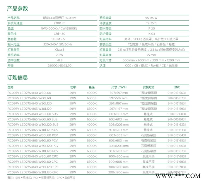 Philips飞利浦格栅灯盘3*28W 600*1200图4