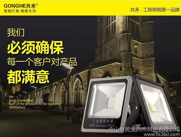 10W30W50W100W户外豪华工程超亮款绿光蓝光暖白正白超薄防水金卤led投光灯