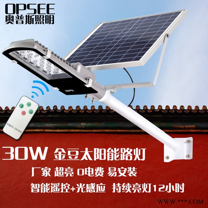 30W金豆太阳能路灯户外防水新农村道路灯智能遥控光感应庭院灯图2