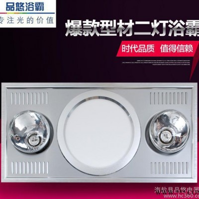 嘉兴品牌电器 集成吊顶浴霸型材二灯三合一多功能灯暖浴霸
