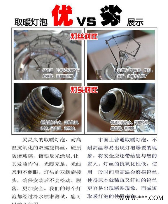 全球首创宝宝护眼功能红外线取暖灯泡 灯泡 浴霸灯泡集成吊顶六代