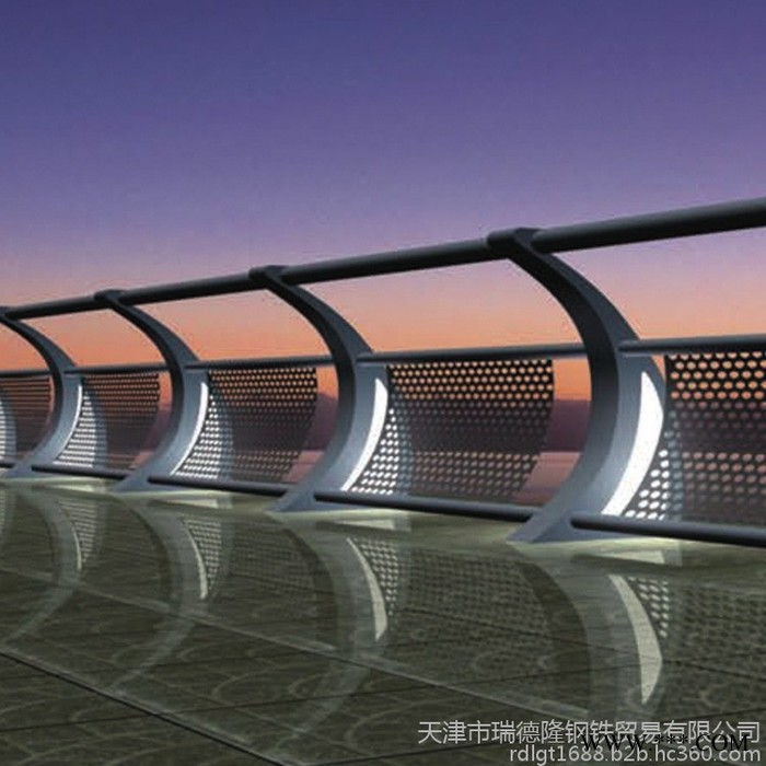 木纹景观护栏 河道景观灯光栏杆 河道灯光立柱 材质 天津瑞德隆图2