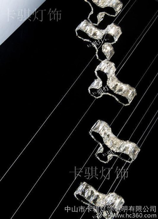 现代水晶楼梯灯新款不锈钢线切割灯吊线灯LED奢华水晶灯餐吊灯卡骐灯饰照明中山古镇**图3