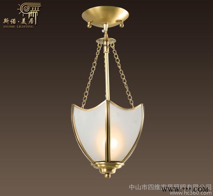 欧式简约全铜单头吊灯创意吧台咖啡厅仿古美式灯具过道玄关楼梯灯