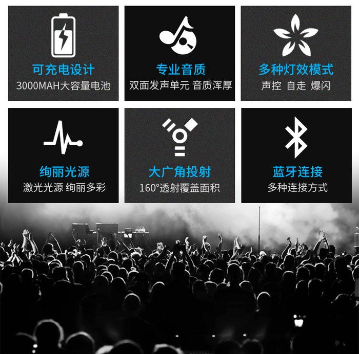 多杰优品DP8 蓝牙音响舞台激光灯家用室内闪光灯宿舍寝室蹦迪灯户外车载镭射灯便携舞台灯无线充电usb酒吧ktv歌舞厅灯图2