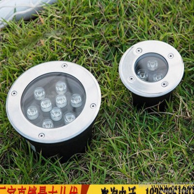 LED地埋灯户外防水埋地灯3W6W9W彩色变光景观灯聚光圆形广场地灯