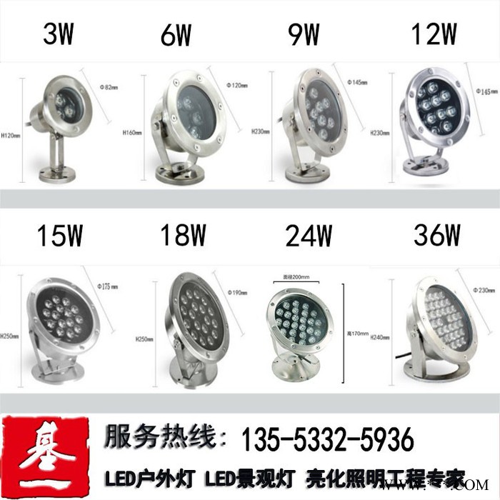 基一光电led七彩水下灯水底灯鱼池鱼缸灯景观灯喷泉灯水池灯投射灯水景灯图3