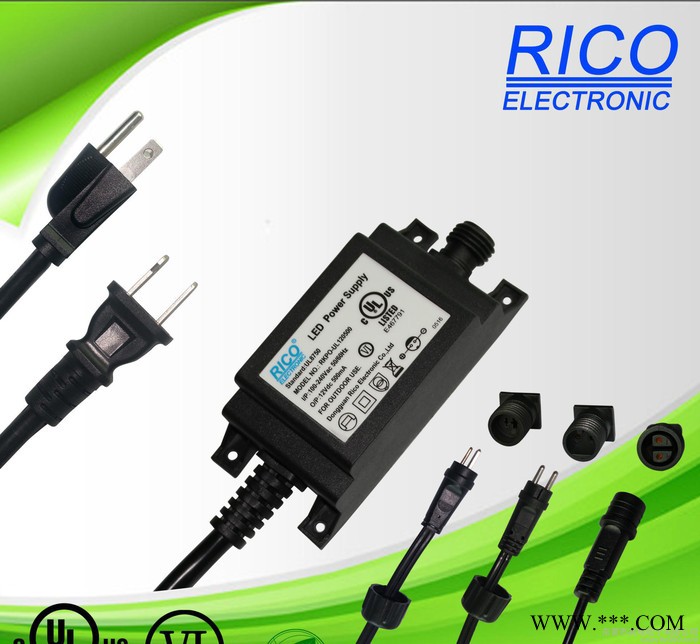 户外激光灯12V 1A防水电源，IP68  美规三插线1米 交期10天图1