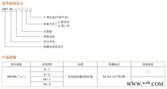 HRY94防爆LED洁净荧光灯