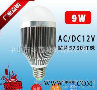 直销12Vled球泡灯 太阳能发电 直流照明节能灯泡9W贴片图1
