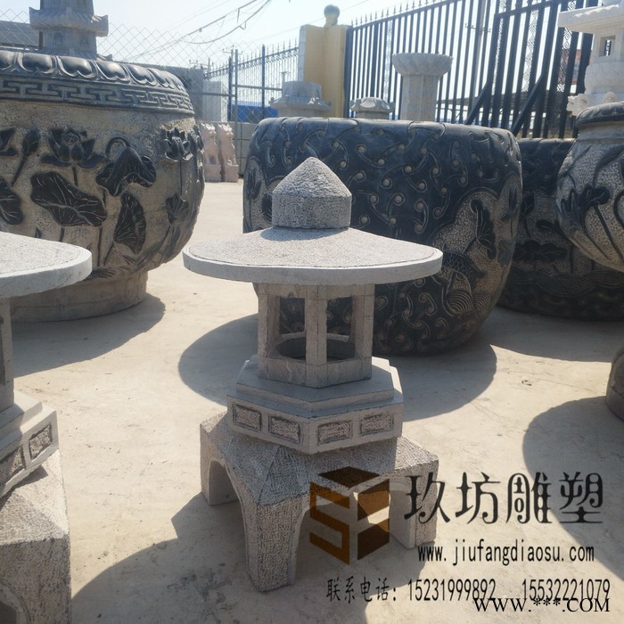 石灯笼 青石仿古石灯 做旧黄色日式庭院草坪照明石灯 笼灯塔装饰摆件 天然石材石雕青石宫灯 草坪灯 寺庙园林庭院景观灯图2