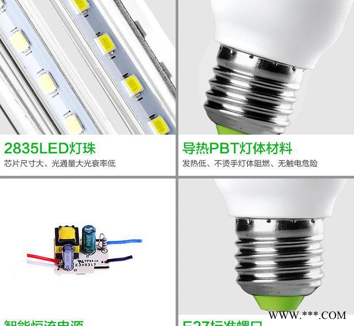 创华星LED灯泡 E27大螺口明亮LED玉米灯 U型节能灯暖白照明室内图2
