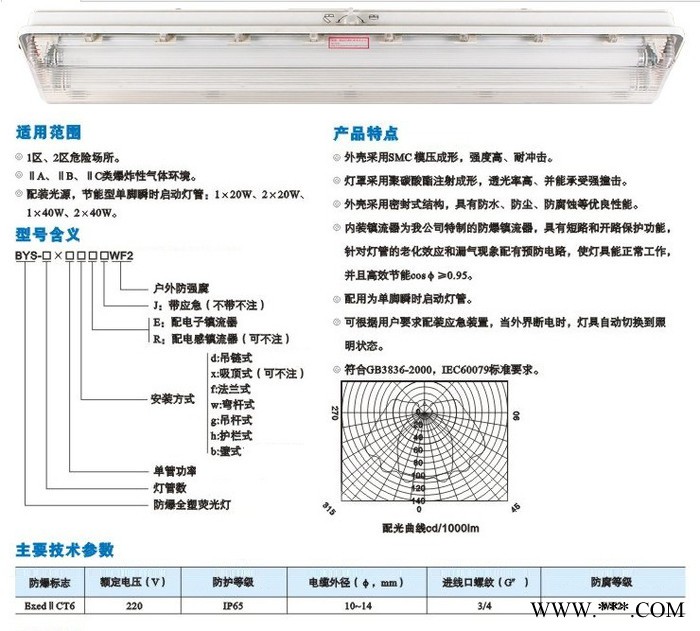 供应防爆灯 防爆荧光灯 BYS系列防爆防腐全塑荧光灯 防爆灯具图3