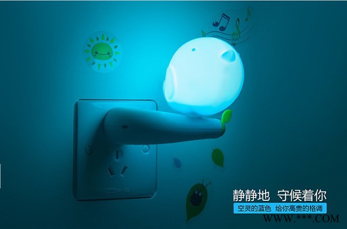 之舟丛林鸟带开关插电光控小夜灯创意智能led墙纸壁灯卧室节能灯图1