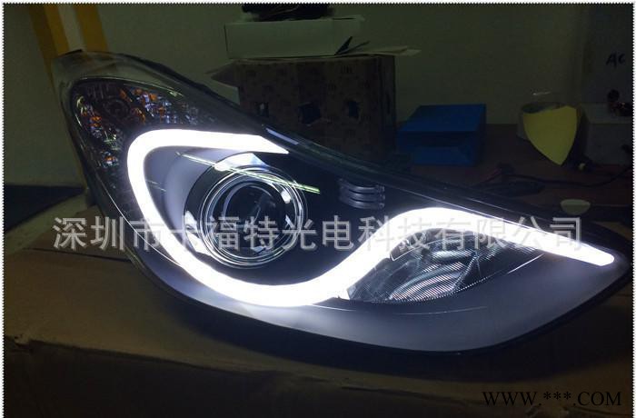 现代朗动改装光导泪眼大灯总成 双光透镜/天使眼/氙气灯 LED