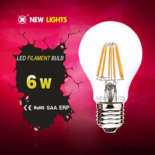 新光源LED球泡灯丝节能灯 A19 A60 家用高亮度灯泡 6W图1