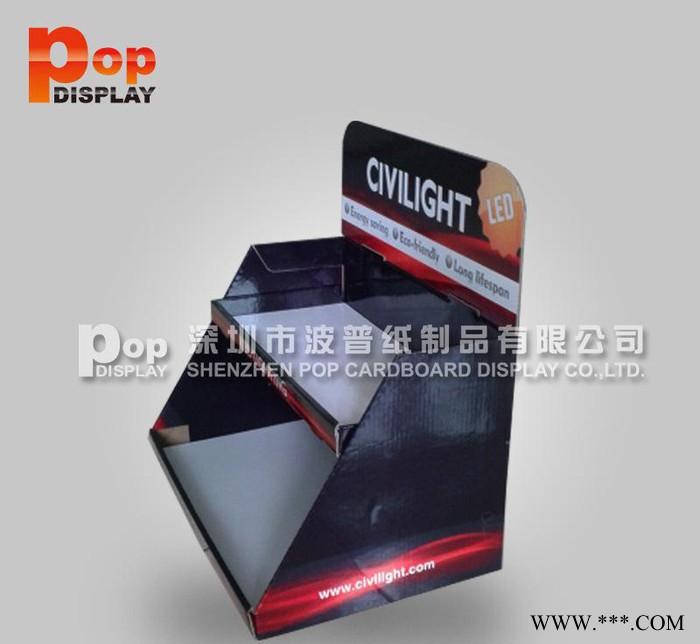 专业设计LED灯泡纸展示盒  节能灯纸座台PDQ  超市促销图1